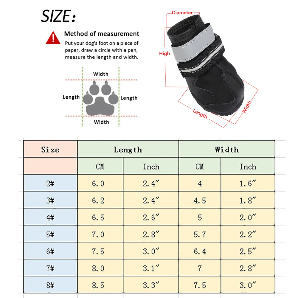 Reflektierende Hundeschuhe, Socken, Winter-Hundestiefel, Schuhe, Regenbekleidung, rutschfest, rutschfest, verschleißfest, Haustierschuhe für mittelgroße und große Hunde 201028