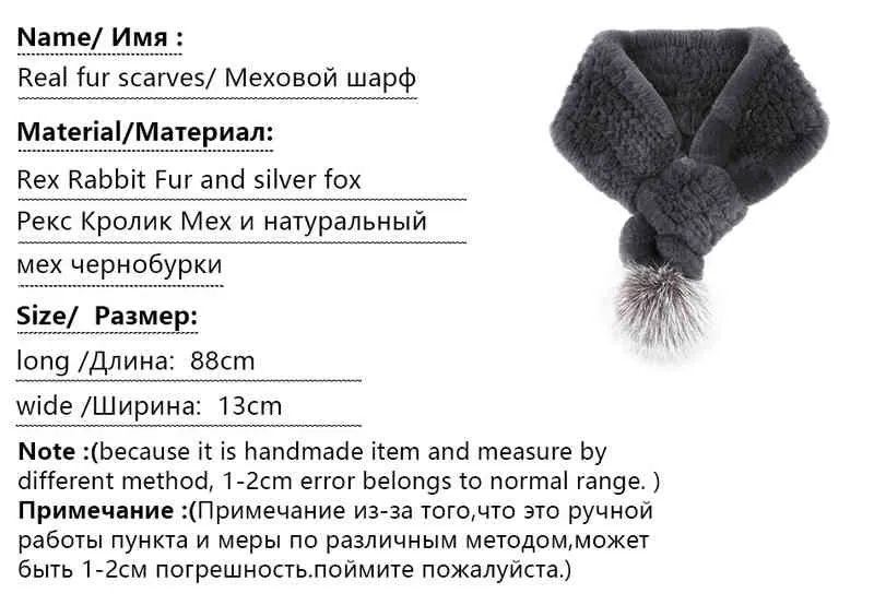 Sciarpa lavorata a maglia Fazzoletto da collo in vera pelliccia di coniglio Rex Donna Accessori scialle termico moda autunno e inverno 2020 -