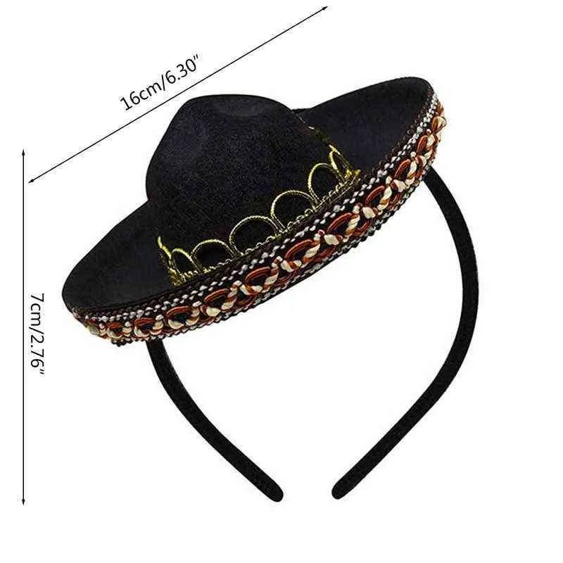 Sombrero mexicano de paja de Halloween Diademas Mini sombrero mexicano de paja Fiesta Headwear Pascua Headpiece Party Decor Supplies G220301