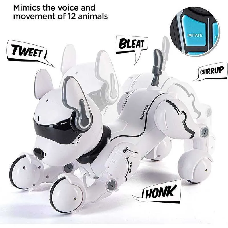 Smart Talking RC Robot Dog Walk Dance Interactive Pet Puppy Remote Voice Control Intelligent speelgoed voor kinderen 220107