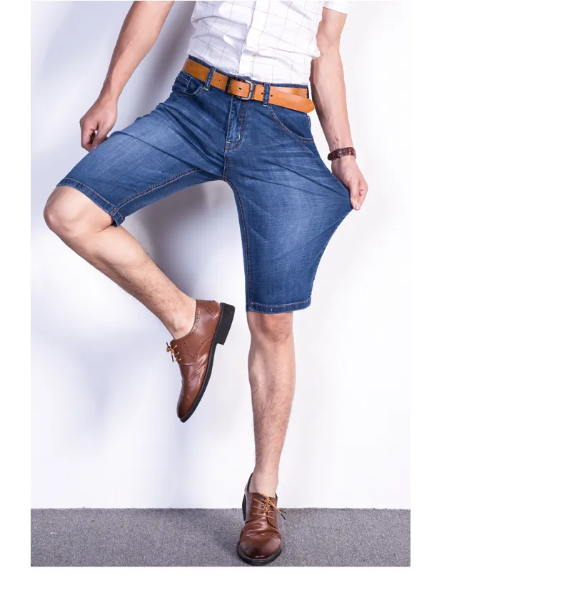 Brand Mens Summer Stretch Thin Quality Denim Jeans mâles Men Short Men Blue Denim Jean Shorts Big Taille 40 42 Nouveau 201111879209368982