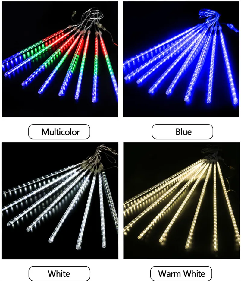 30 50cm 144 240LED 유성 샤워 레인 튜브 문자열 LED 크리스마스 조명 웨딩 파티 정원 크리스마스 스트링 조명 야외 휴가 L286E