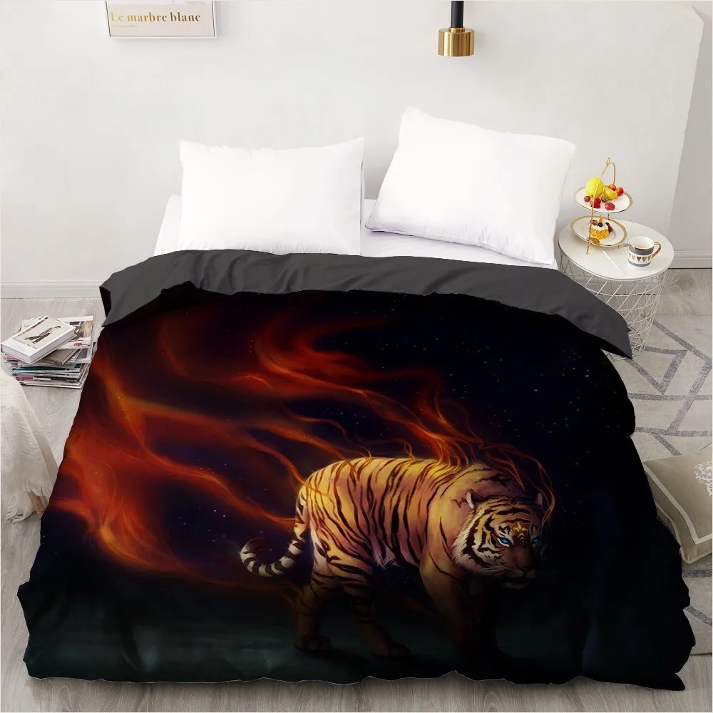 Design Anpassad täcke täcke med filt täcker fodral sängkläder sängkläder set svarta djur tiger hem textil lj2010158390697