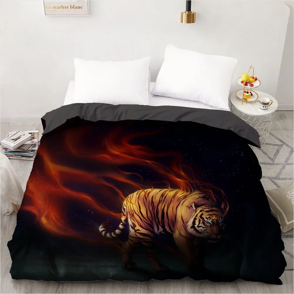 Design Custom Duvet Quilt Comforter Blanket Cover Case Bed Linens Bedding Set Black Animals Tiger Home Textile LJ201015209Y