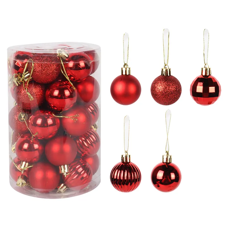 4cm Christmas Ball Tree Ornaments Hanging balls Gold red Home Decorations Palline Natale Decor Navidad Y201020