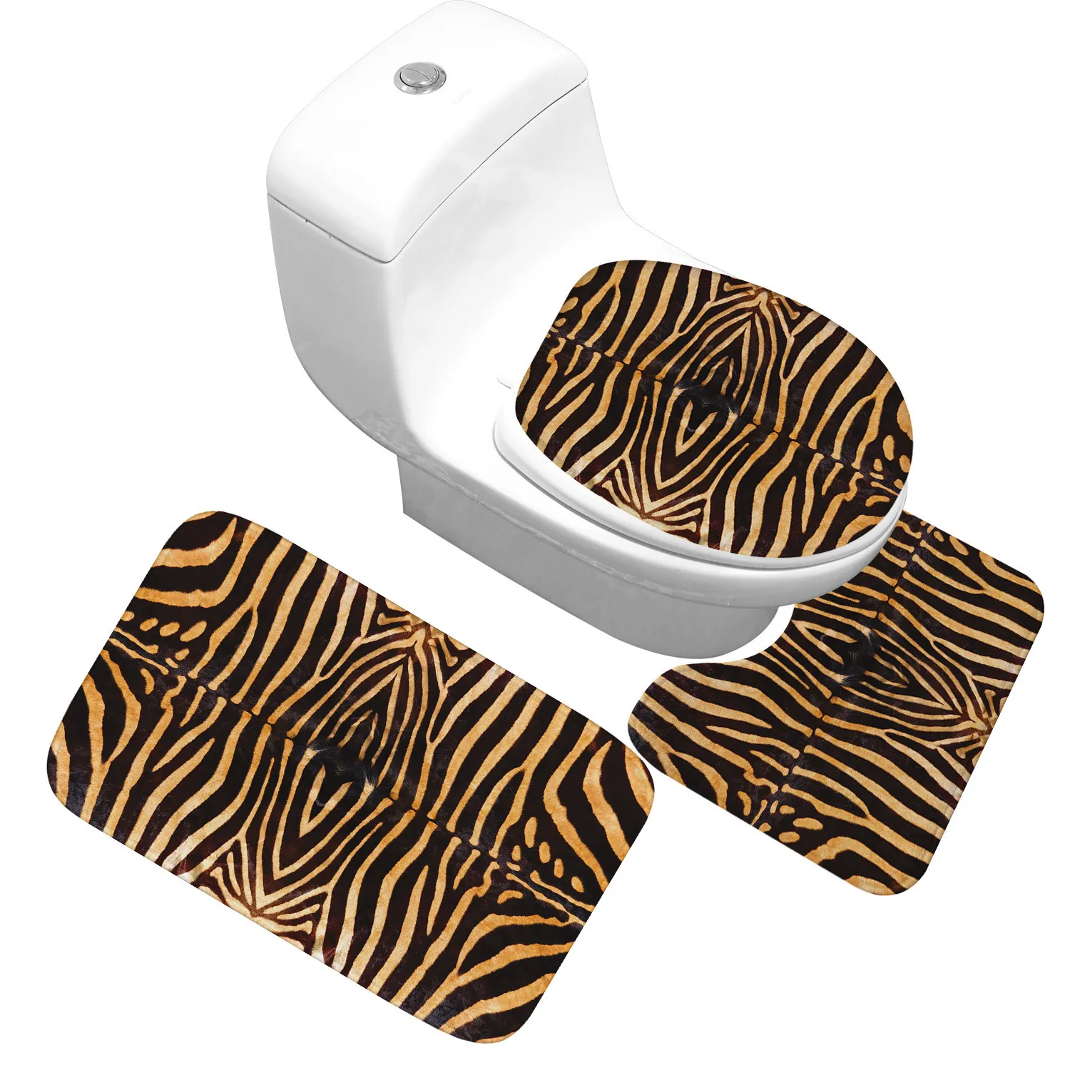 Honlaker 3 pièces/ensemble léopard et tigre motif tapis de bain tapis de toilette salle de bain doux tapis absorbants 201116