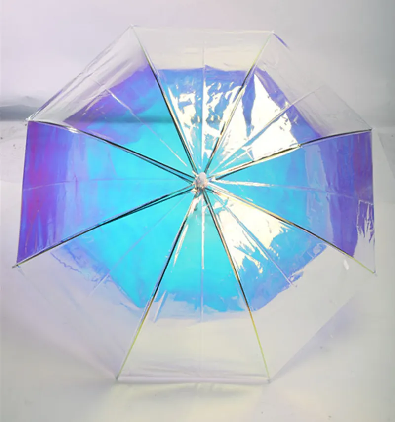 Moda Laser Iris Trasparente Ms Apollo Impermeabile UV Super Size Fresco Manico Lungo Ombrello Pioggia 201112237e