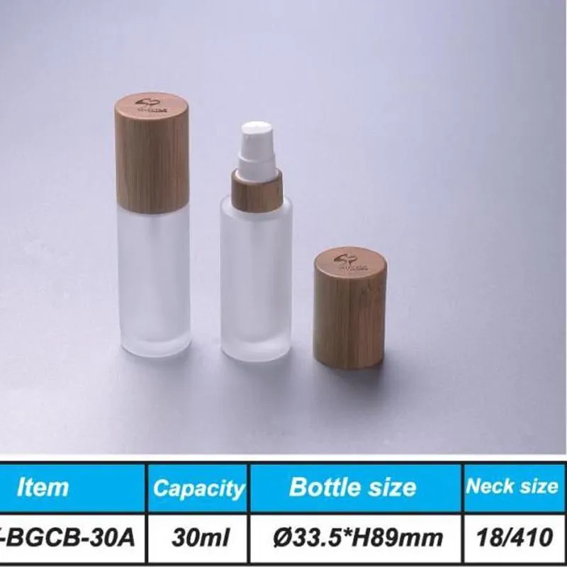 30ml 50ml 100ml 120ml Frost Frost Bottle Glass With With Bamboo Lotion Pump Bottle