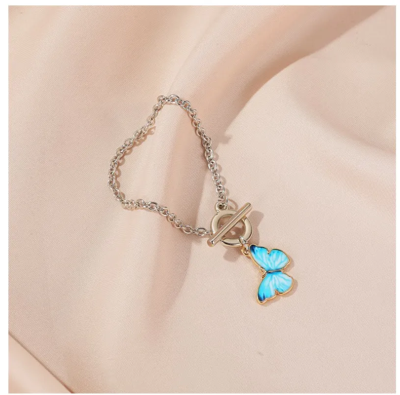 2020 New Blue Butterfly Prendant Necklace for Women Vintage Clavicle chain stail netclace netclace netclace choker jewelry accessori1465012