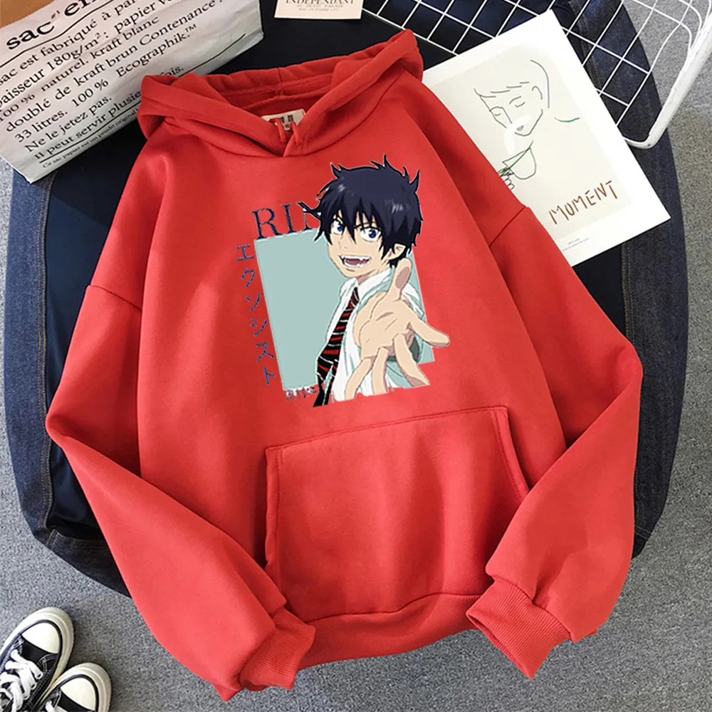 Janpanesa Anime Rin Okumura Blue Exorcist Bluza Kreskówki Drukuj Kapturem Mężczyźni Kobiety Unisex Oversize Bluzy Drukowanie Bluzy X1227