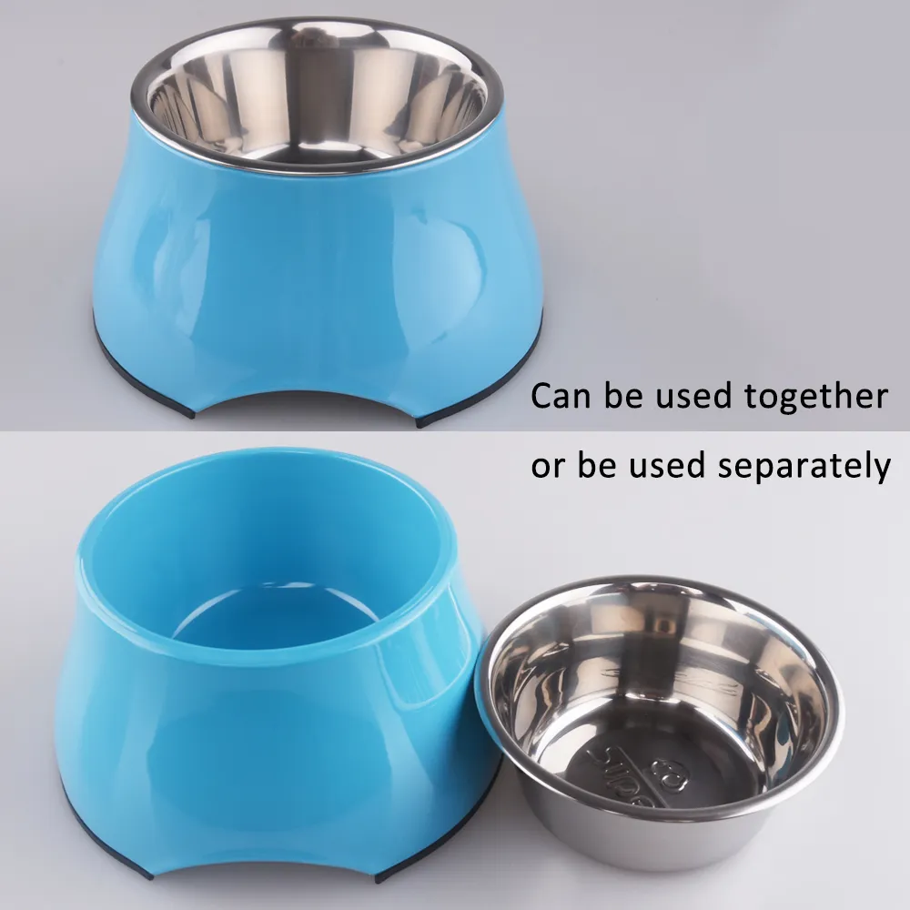 Protégez les animaux de compagnie Cou Pet Bowl Sets Nourrir les aliments pour Golden Retriever Grands chiens avec Malemine Stand amovible en acier inoxydable Y200917