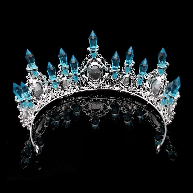 Moda Beleza Céu Azul Coroa De Cristal E Tiara Grande Rainha Concurso De Strass Coroas De Cabeça Para Noiva Acessório De Cabelo T200108