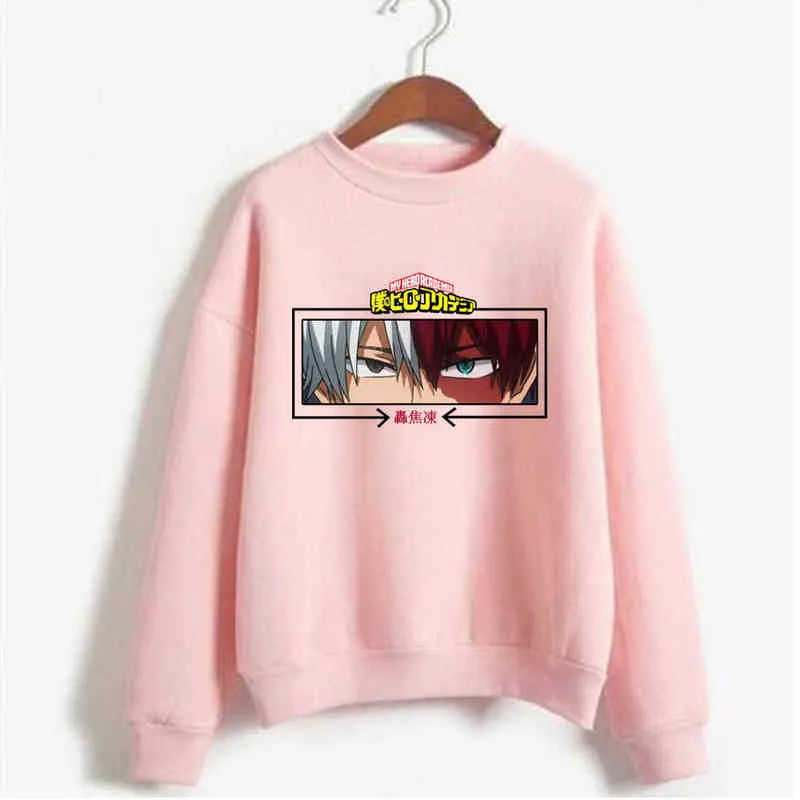 Min hjälte Academia Unisex Sweatshirt Japansk Anime Shoto Todoroki Ögon Tryckta Mäns Streetwear H1227
