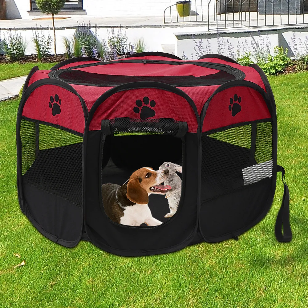 Canil portátil cercadinho para cães de estimação caixa dobrável para animais de estimação grande tenda para cães gaiola para cachorros canil durável ao ar livre octogonal cerca para animais de estimação LJ201203