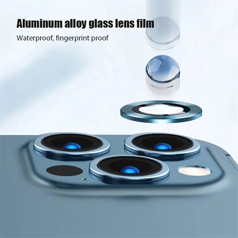 Anillo de metal cubierta de lente de cámara de vidrio para iPhone 13 11 12 Pro Max Protector de cámara para iPhone 12 13 Mini 11 Pro Glass1994074