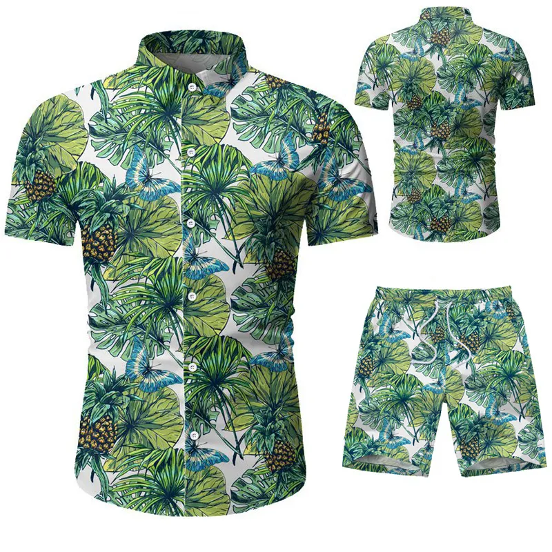 Moda erkek kıyafetler yaz çiçek tişört erkekler ince uygun sıradan gömlek erkek pamuk kısa kollu tişört sportwaer eşofman lj201117