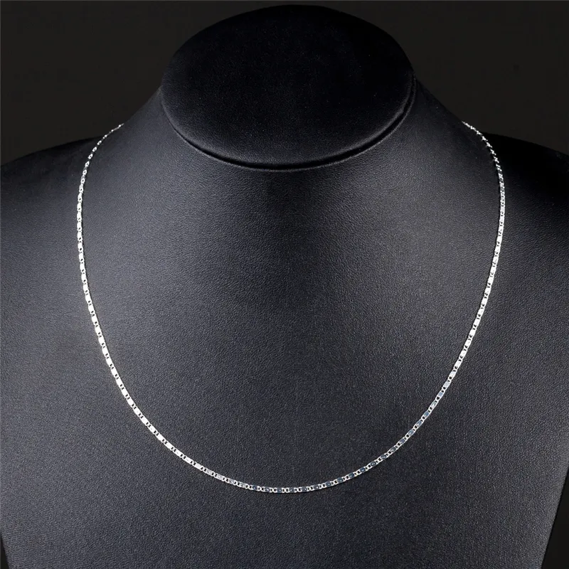 2mm Smooth Flat Chains Necklace Fashion Women 18K Gold Plated Chain for Men 925 Silver Plated Chains Necklaces Gifts DIY Jewelry A343M