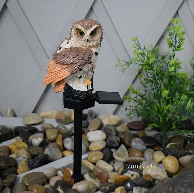 Party Gunst Solar Owl Ground Lamp LED Hars Handwerk Binnenplaats Lamp Gazon Woondecoratie Lamp T2I53325