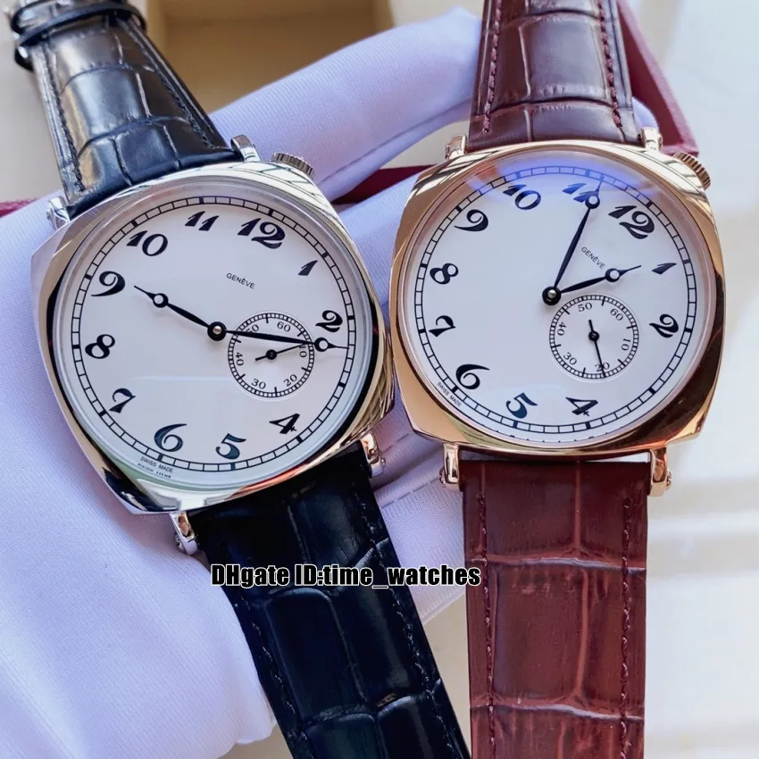 Nouveau 40mm Historiques American 1921 Montre automatique pour homme 82035 000R-9359 Boîtier en or rose Cadran blanc Bracelet en cuir marron de haute qualité301k