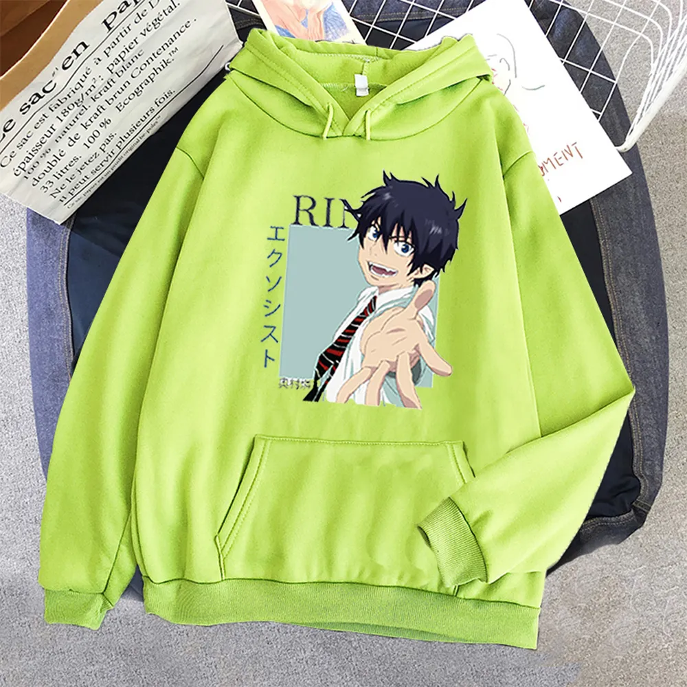 Janpanese Anime Rin Okumura Blue Exorcist Hoodie Мультфильм Печать Туашки Мужчины Женщины Унисекс Негабаритные Толстовки Печатные толстовки X1227