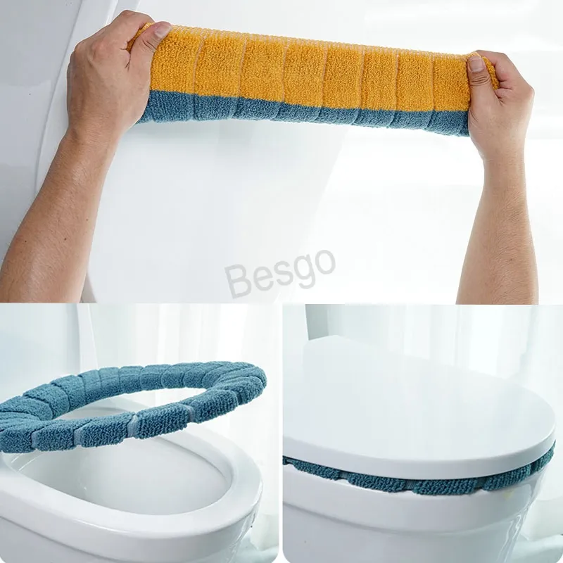 Plush Toilet Seat Covers Winter Keep Warm Toilets Seats Home Portable Non-slip Commode Pad Cover Bathroom Decoration Accessories BH5727 WLY