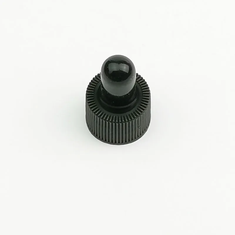 100 unids/lote tapa de rosca negra de plástico para aceite esencial de vidrio/botellas de suero accesorio apto para diámetro: boca de botella de 18mm