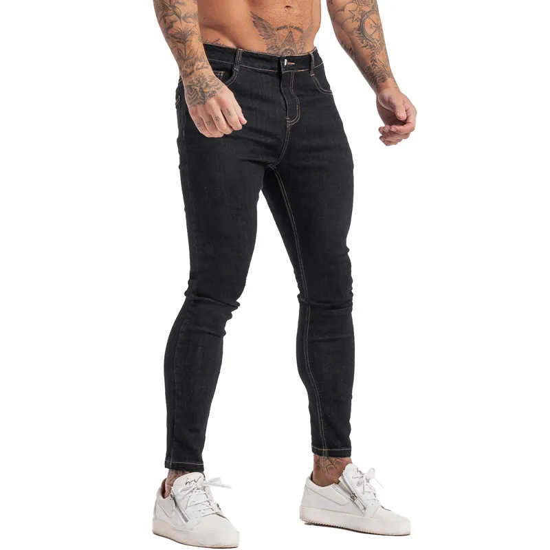Gingtto erkek skinny jeans homme pantolon yüksek bel klasik hip hop streç eritir pantolon pamuk rahat yumuşak tam uzunluk ZM141 201111