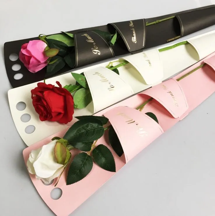 20 piezas / lote bolsa portátil rosa bolsa de una sola flor ramo bolsas de papel para envolver cajas cajas para regalos de flores Packaging225b