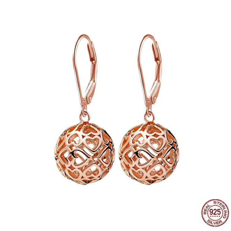 Hot Pendientes Pan Plata de Ley 925 Sterling Srebrny Oryginalne Błyszczące Różowe Złote Kolczyki dla kobiet Logo Kolczyki DIY Fine Jewelry