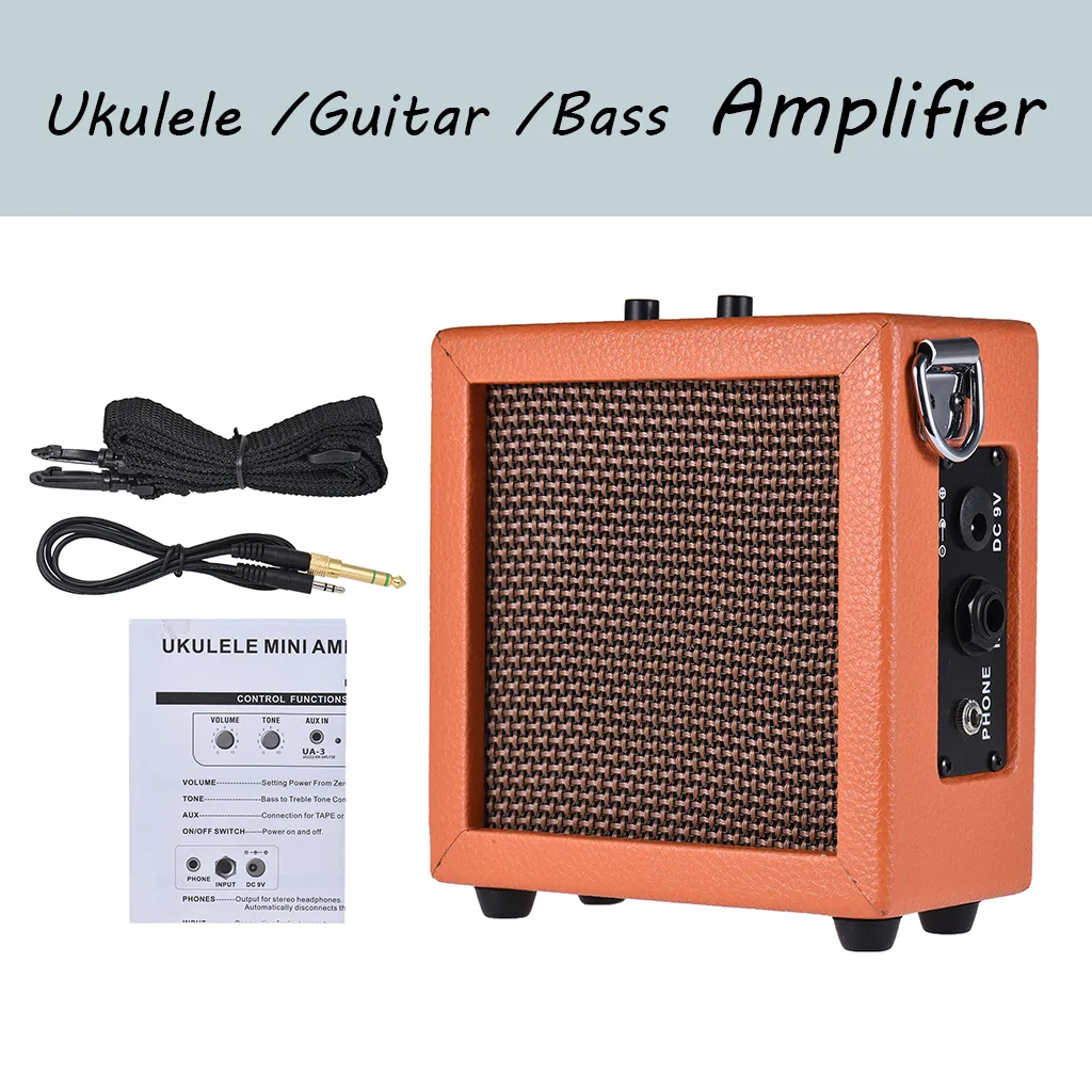 Mini amplificateur de ukulélé, haut-parleur haute sensibilité, 3 watts, 9 volts, contrôle de la tonalité, guitare basse, Amp4159184