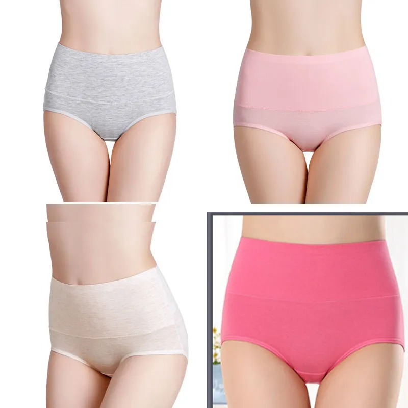 4 Stück Damenhöschen Frau nahtlos hohe Taille Menstruationshöschen Frauen Baumwolle Calcinhas Algodao Plus Size Damen Dessous 201112