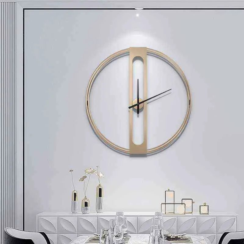 Nordic Creative Wall Clock Mode Mute Metalen Luxe Moderne Kunst Eenvoudige Wandklok Slaapkamer Horloge Murale Woondecoratie DG50WC H1230