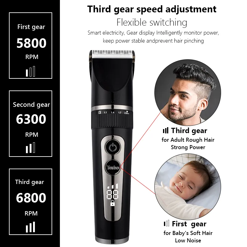 Full Body Washable Electric Hair Clipper Ceramic Professional Fine Adjustable Trimmer Low Noise Cutting Machine Razor 220222