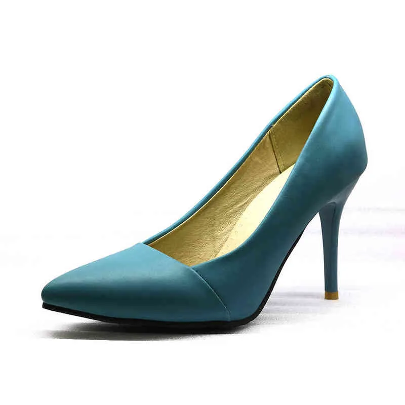 Scarpe eleganti Brand New Sexy Blu Giallo Donna Pompe da sposa Comode Tacchi alti Lady Formal JF16 Plus Big Small Size 45 48 30 220303