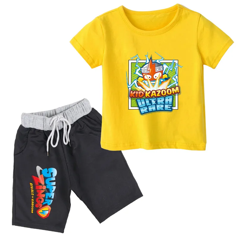 Superzings Print Children Sets Boys Girls Clothing Summer Close Cartoon Kids Super Zings Serie 4 Tshit 무릎 반바지 바지 Y200822702