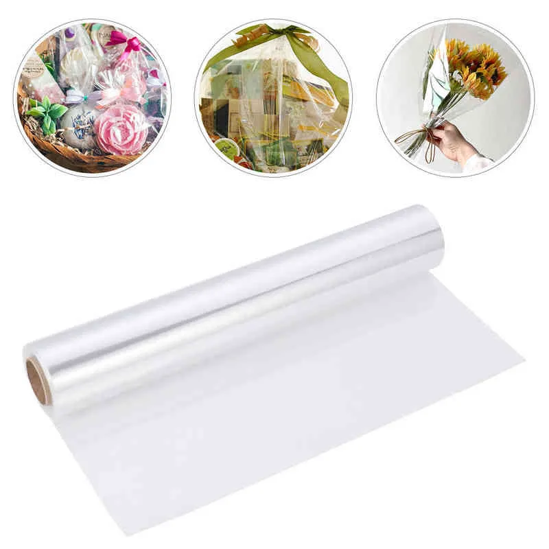 80x3000cm Transparante Waterdichte Cellofane Wrap Wrapper Roll Mand Verpakking Film Boeket Voor DIY Geschenken Manden Bloemen Ambachten H1231