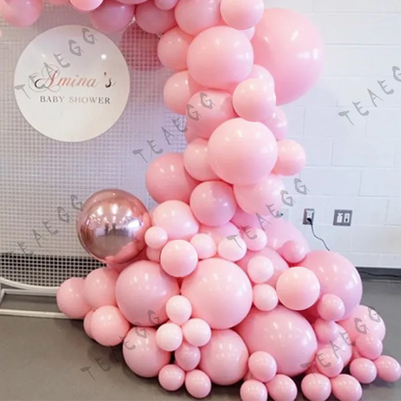 120 stks Pastel Macaron Roze Goud Ballon Decoratie Achtergrond Rose Goud 4d Folie Ballonnen Guirlande Boog Kit Voor Bruiloft Globo T20229n
