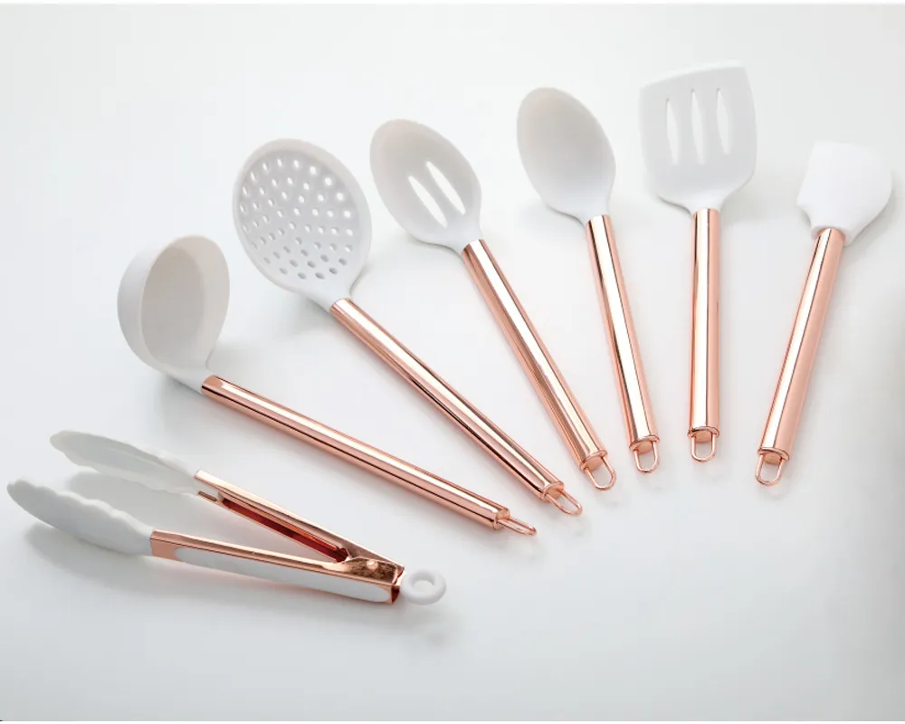utensil silicon rose golden handle SS