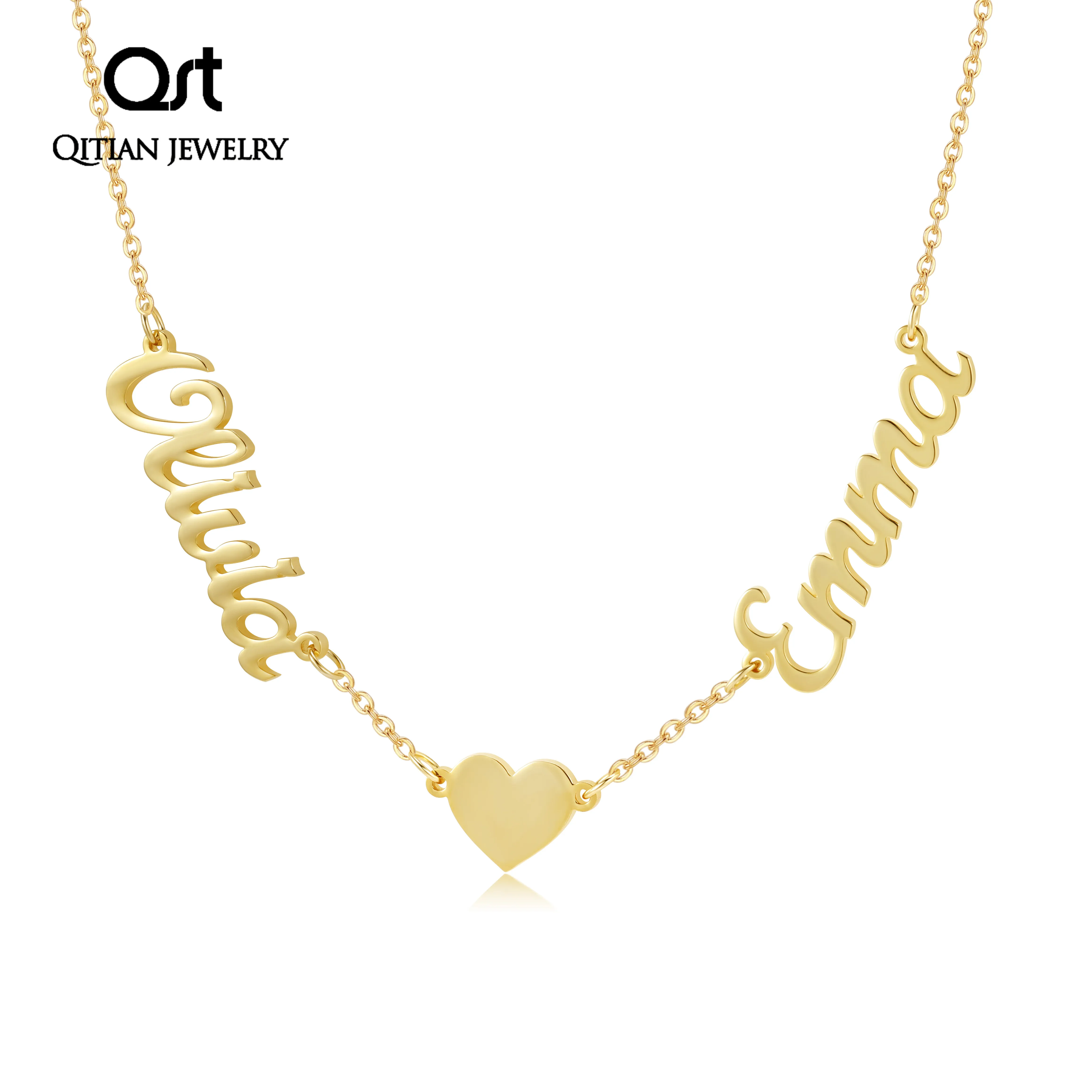 Fashion Custom Names Heart Symbol Halsband Rostfritt stålhängen Uttalande Personlig Choker för kvinnor gåva guldsmycken Q112493