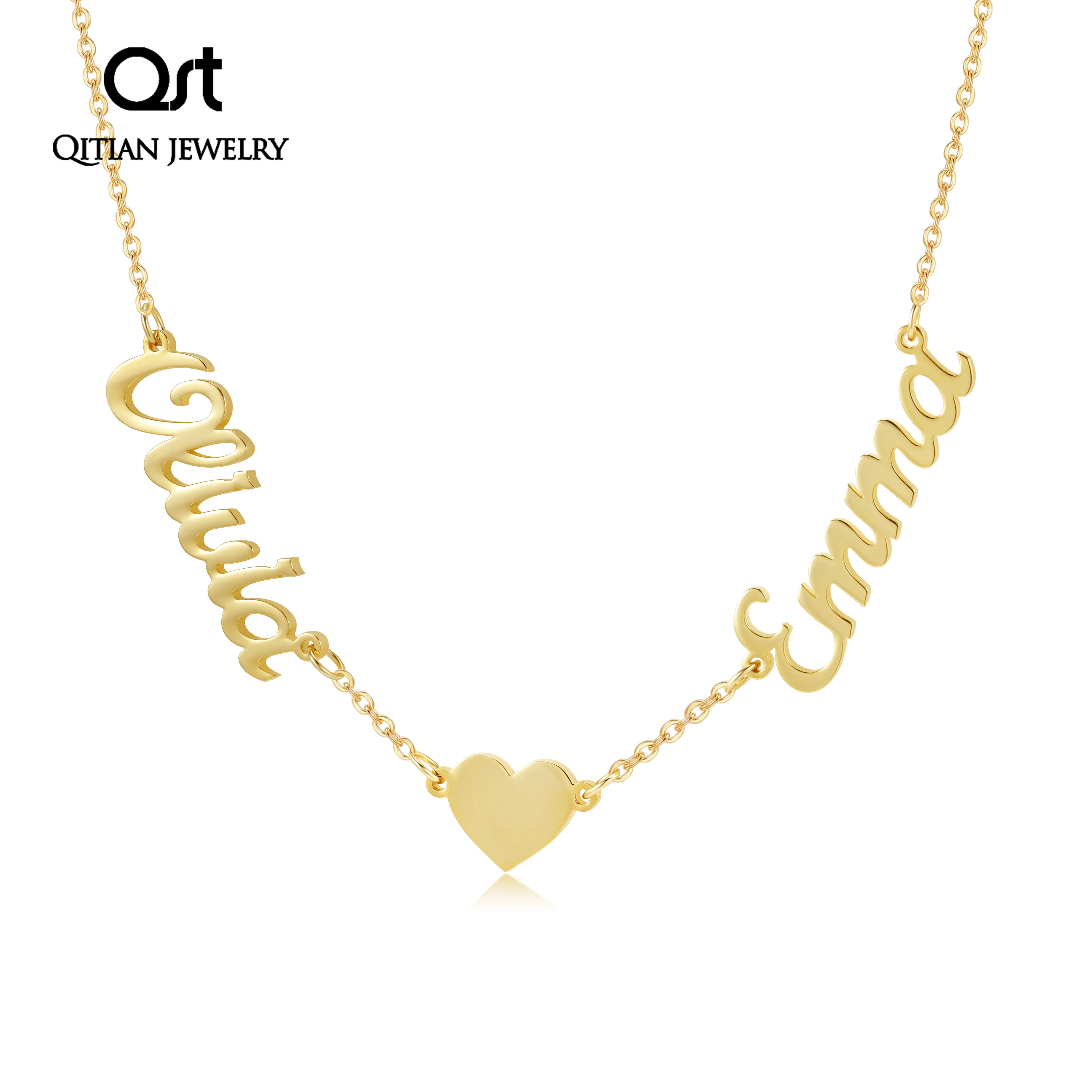 Nomi personalizzati di moda Simbolo del cuore Collana Pendenti in acciaio inossidabile Dichiarazione Girocollo personalizzato le donne Regalo Gioielli in oro Q1112508