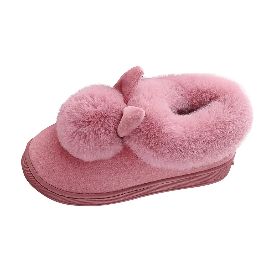 Donne Slipisti inverno Orecchie di coniglio pelosa le pantofole interni pannelli calzature morbide calzature Zapatos de Mujer #A20 X1020