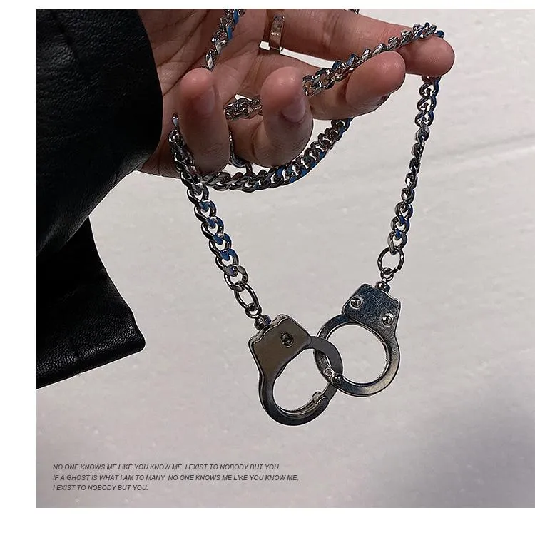 HUANZHI винтажные наручники в стиле панк, кулон, звено цепи, классический хип-хоп, серебряный цвет, простой стиль, пара ожерелье для мужчин Jewelry2769