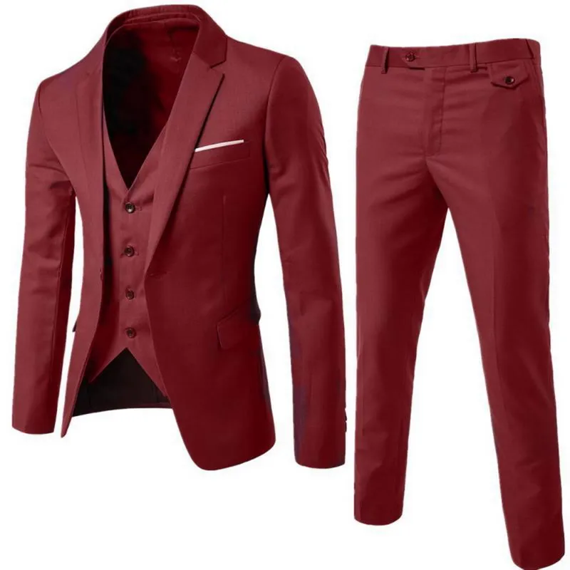 Moda masculina 2020 ternos finos negócios masculinos casual padrinho de três peças terno blazers jaqueta calças calças colete conjuntos LJ201223