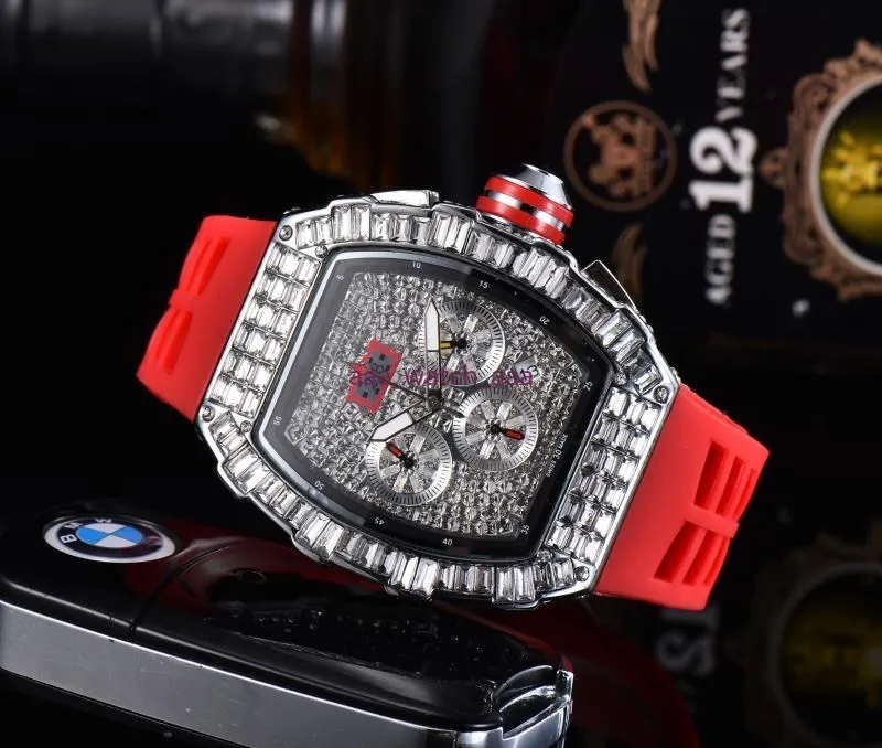 2021 3A Men Fashion Sport Watch Watches Stainless Steel Diamond Watches All Dial Work Chronograph Rubber Strap R-Mal240p