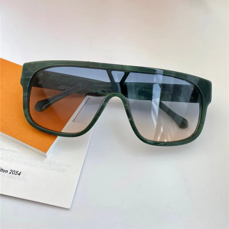 1258 Nouvelles lunettes de soleil de la mode avec protection UV pour hommes et femmes Vintage Square Frame One-Piece Popular Top Quality Come With269y