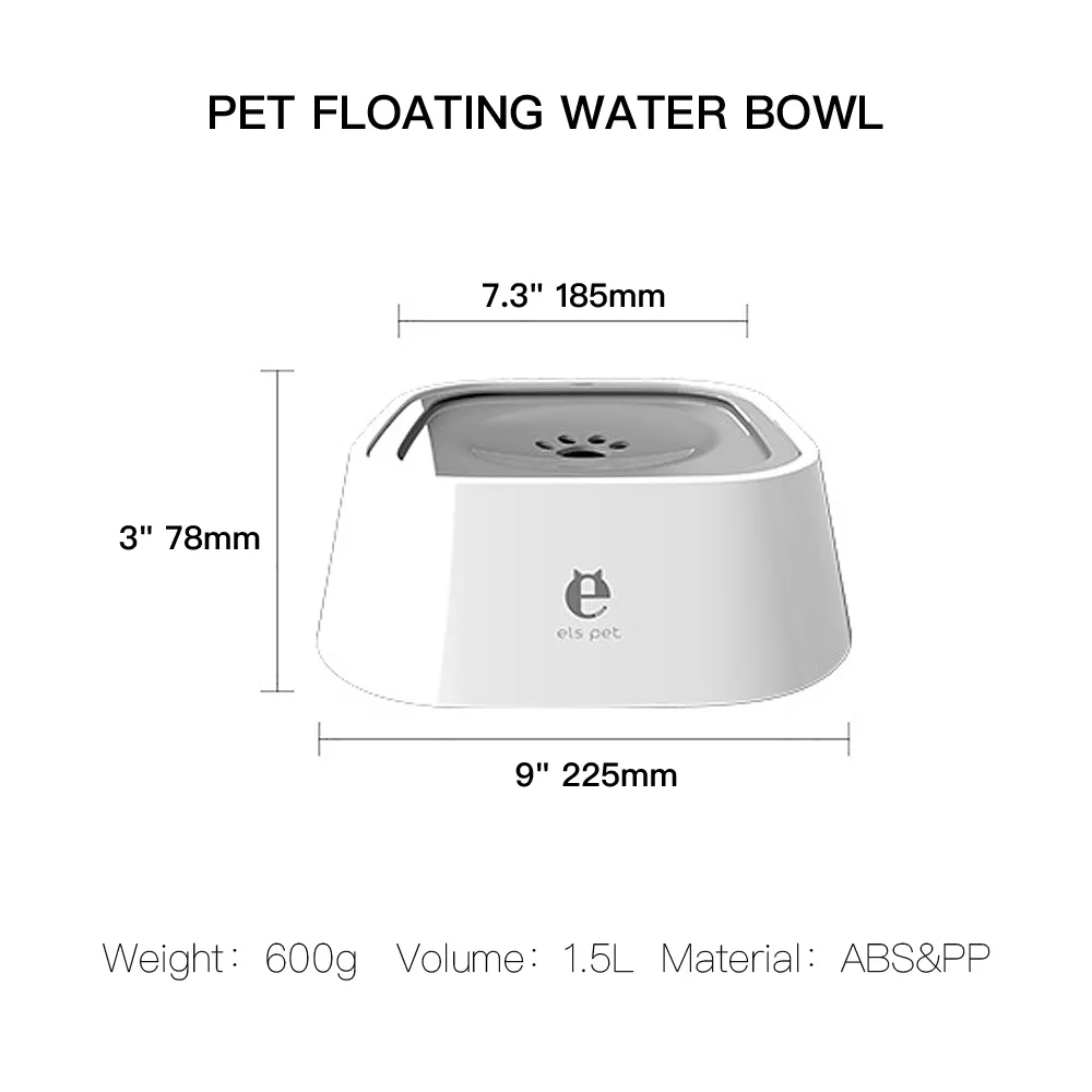 1.5L Pet Dog Water Bowl Portable Floating Not Wetting Mouth Cat No Spill Feeder Dispenser Fountain Y200917