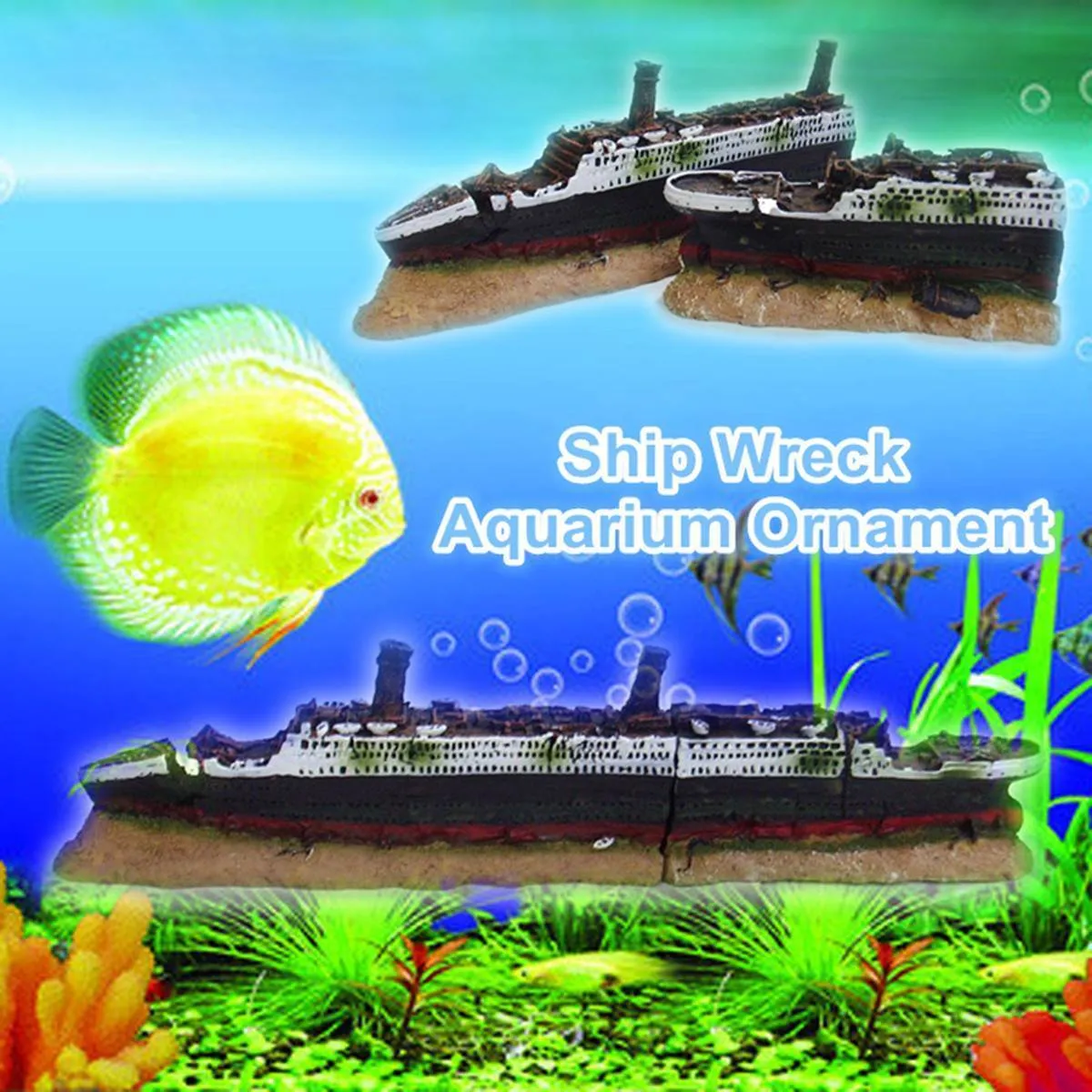 40 cm Rium Fish Tank Polyresin Titanic Boat Ship Navire Ornement Pet sous l'eau Décor Visualisation Décorations Y200917
