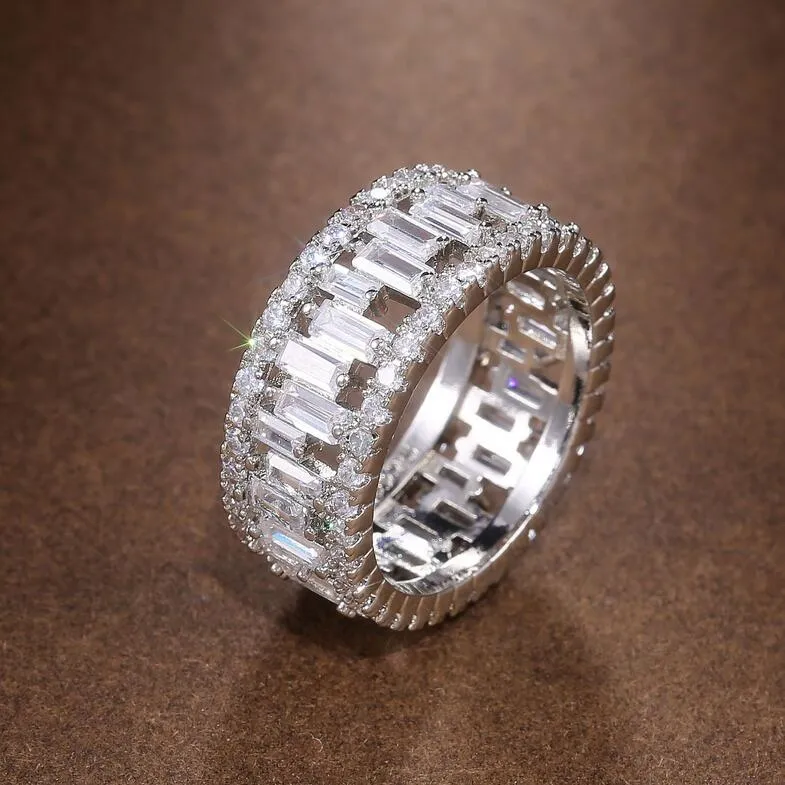 Nowy przylot Oszałamiająca luksusowa biżuteria 925 Sterling Silverrose Gold wypełnienie T Księżniczka Cut White Topaz CZ Diamond Womem Wedding Pround RI210D