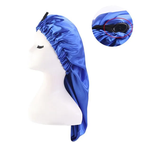 long Oversized elastic satin barrel silk hair bonnet Breathable sleeping cap turban sleep Headwear hats for adult281h