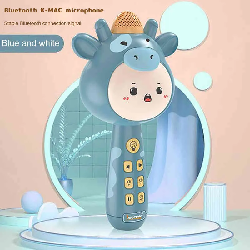 Bluetooth Wireless Karaoke Microphone Portable Handheld Speaker Machine Cartoon Microphones Kids Funny Party Sing Song Toys G1224